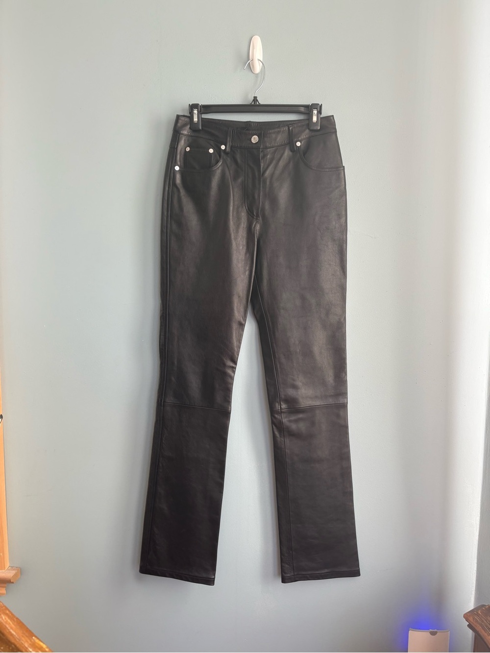 NWT Helmut Lang black Sleek Straight Leg leather pants - Size 2